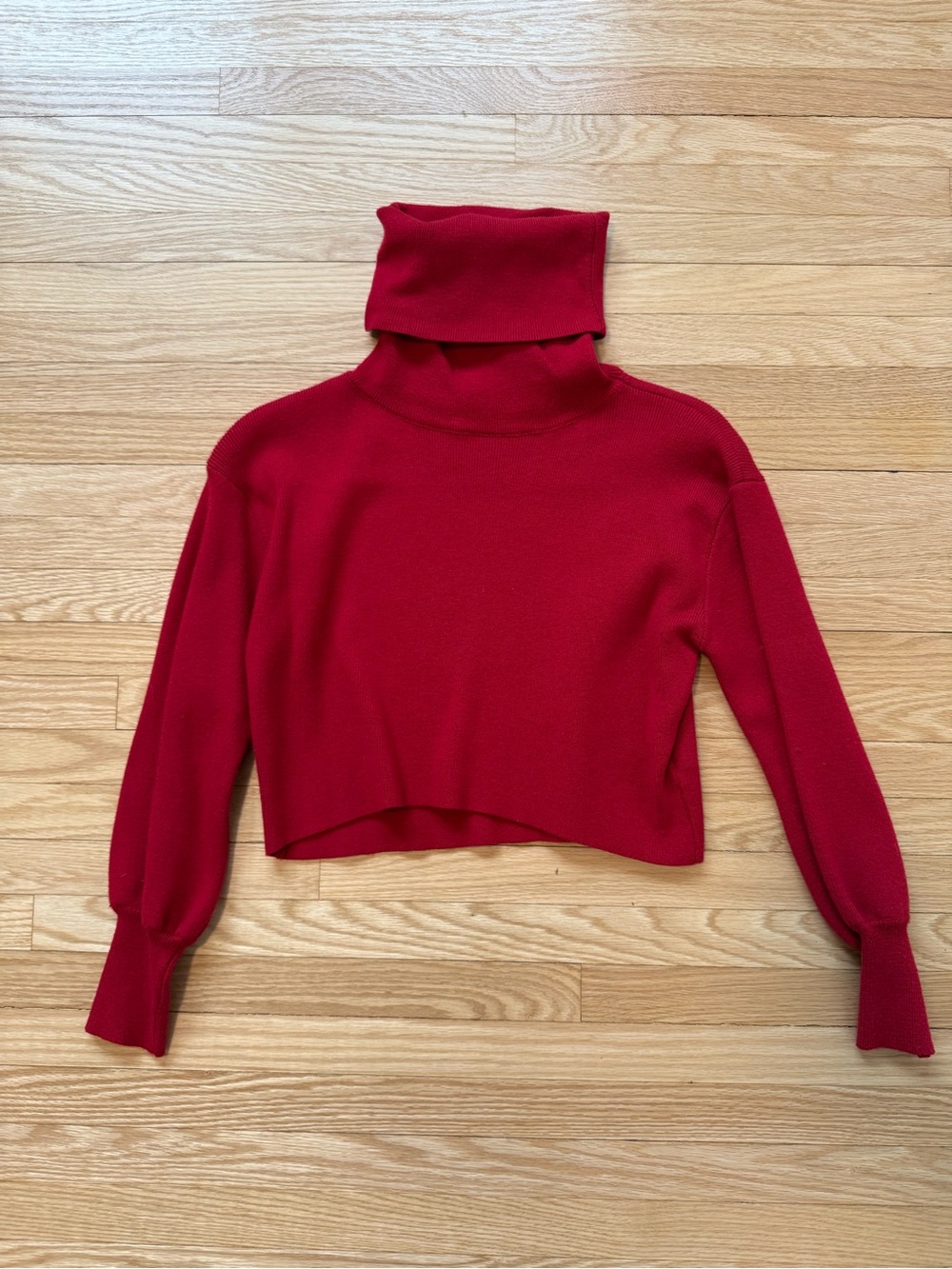 Women's Red Turtleneck Cropped Sweater
